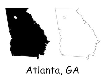 Atlanta Georgia GA State Capital City Map Icon Clipart Location Position Geography USA America United States Vector jpg svg png pdf eps ai