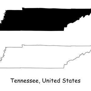 Tennessee Map SVG - TN USA United States of America us, Schwarz Weiß Silhouette Clipart Vektor Grafik Icon Banner - svg eps png jpg