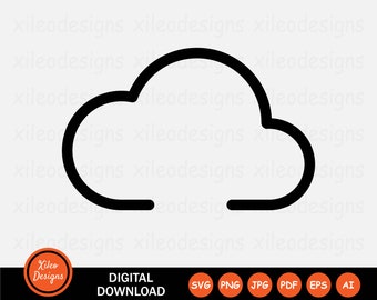 Nuage icône météo saison climat nuageux stockage des données signe symbole Cricut Vector Graphic Téléchargement numérique Clipart png jpg eps ai pdf