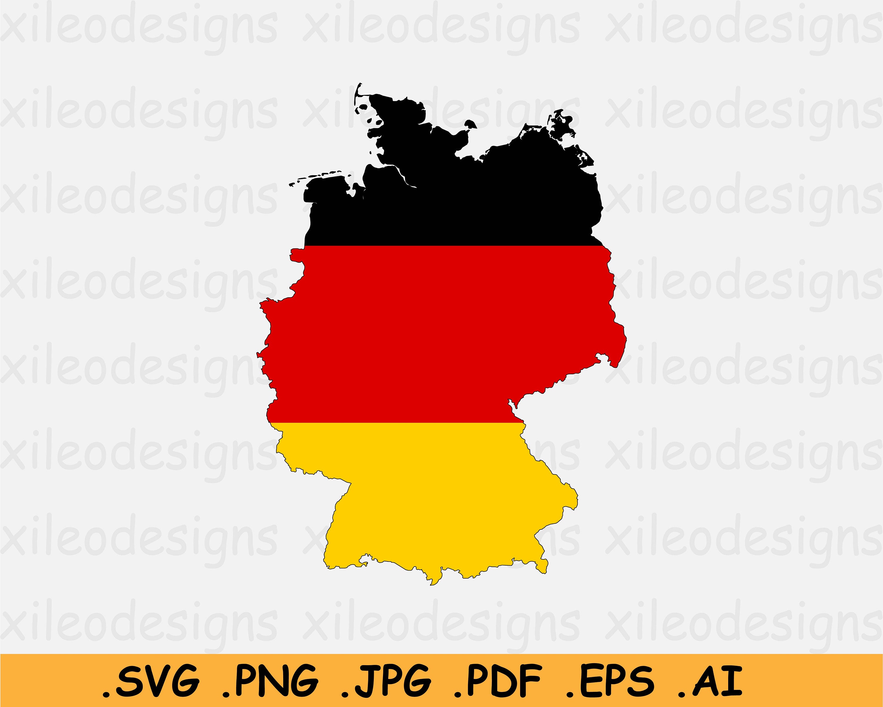 Germany Flag Map SVG, German SVG Cricut Cut File, Country Nation Silhouette Outline Atlas, Scrapbook Clipart Vector Icon, eps ai png jpg pdf