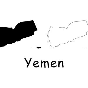 Landkarte von Jemen, jemenitische Karte, detaillierte solide Umrisslinie Boundary Map von Jemen, sofortiger digitaler Download svg png eps ai