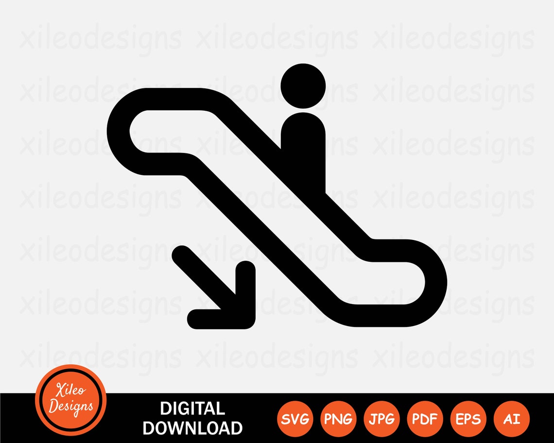 Escalator Going Down Icon SVG Arrow Pointing Staircase Png Jpg Eps Ai ...