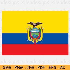 Ecuador National Flag SVG, Ecuadorian Nation Country Banner, Instant Digital Download, Clipart Vector Graphic File - svg eps ai png jpg pdf