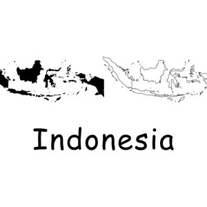 Karte von Indonesien, indonesische Landkarte, schwarz weiß detaillierte solide Umriss Landeskarte von Indonesien Sofortiger digitaler Download svg png eps ai