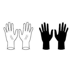 Rękawiczki chirurgiczne Rękawiczki Dłonie Para dłoni Palce Clip Art Ikony PPE Medyczne Opieka zdrowotna svg png jpg jpeg ai eps wektor natychmiastowe pobieranie cyfrowe