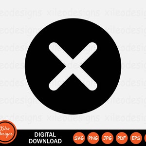 May include: A black circle with a white X in the center. The circle is a simple icon representing a close or cancel button.