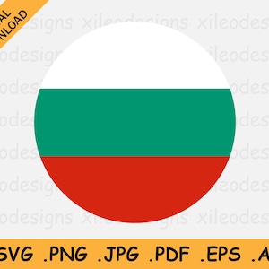 Bulgaria Round Flag SVG - Bulgarian Circle Icon, National Circular Banner Button Cricut Cut File Digital Download Vector, eps ai png jpg pdf