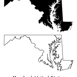 Maryland Mapa SVG, MD USA Estados Unidos de América us, Blanco y Negro Contorno Silueta Clipart Vector Icono Gráfico Banner, svg eps png jpg