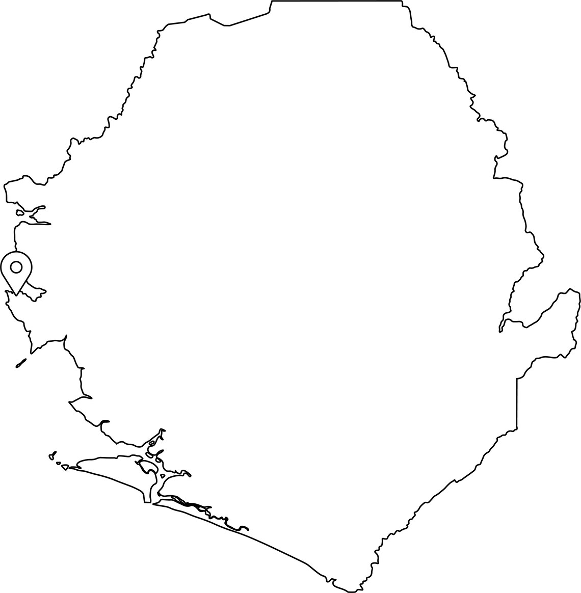 Freetown Sierra Leone Map Capital City Country Location Pin Black White ...