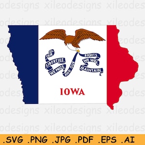 Iowa Flagge Karte SVG, Iowa United States of America, IA USA State Border Border Border Shape, U.S American Cut File Clipart Icon, eps ai png jpg pdf