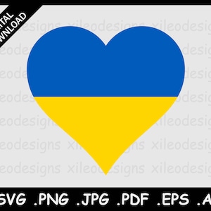 Ucrania Heart Flag SVG, Ukrainian Love Shape Country National Flag, Digital Cricut Cut File Symbol Clipart Vector, png eps jpg jpeg pdf ai