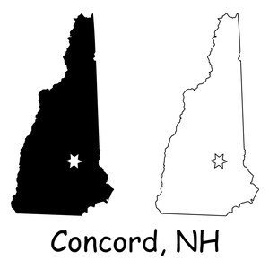 Concord New Hampshire NH Hauptstadt Lage auf einer State Map USA Vektor Silhouette Druckbare digitale Clipart jpg svg png pdf eps ai
