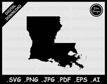 Louisiana Kaart SVG, LA USA State Boundary Border, Louisianian Verenigde Staten Black Silhouette Cricut Cut File Vector, png jpg jpeg pdf eps ai