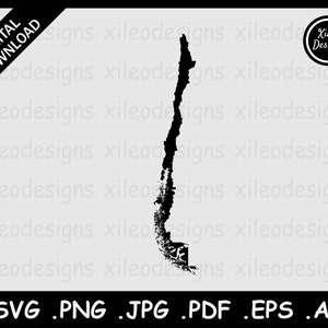 Chile Landkarte SVG, Chilenische Land-Grenze, Schwarze Silhouette Cutout Cricut Cut File Vektor Icon, svg png jpg jpeg pdf ai eps