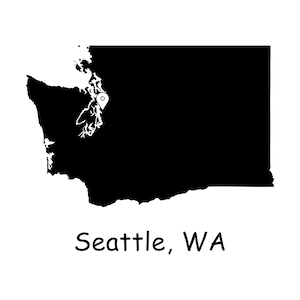 Seattle op de kaart van de staat Washington, Seattle City WA Washington USA kaart, Seattle WA locatie pin drop kaart, instant digitale download svg png eps