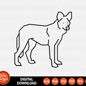 Coyote Line Icon SVG - Wild Dog Wolf Fox Hyena German Shepherd Pet Sign Symbol Cricut Clipart Vector Digital Download png jpg pdf eps ai