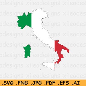 Italië Kaart Vlag SVG - Italiaanse SVG Cricut Cut File, Land Natie Silhouet Outline Atlas, Scrapbook Clipart Vector Icon, eps ai png jpg pdf