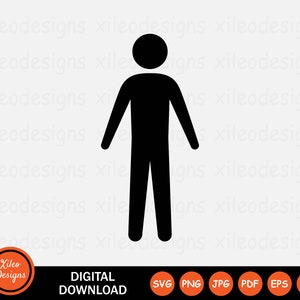 Man pictogram SVG mannelijke stok figuur jongen vorm staand lichaam png jpg eps ai pdf digitale download vector grafische clipart vector teken symbool Cricut