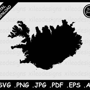 Island Karte SVG, Isländische Land-Grenze, Black Silhouette Cutout Cricut Cut File Vektor Icon, png jpg jpeg pdf ai eps