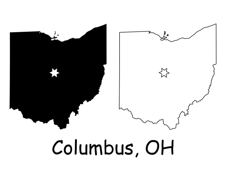 Ohio State Map With Cities Columbus Ohio Oh Capital City Position On A State Map Usa | Etsy