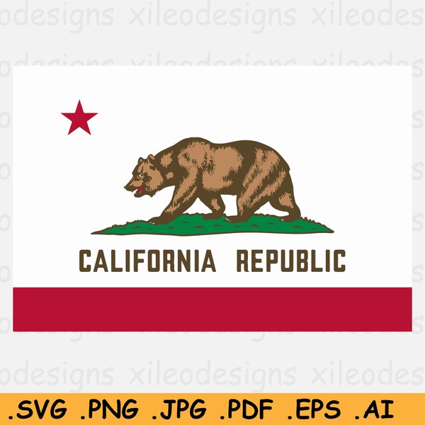 California Flag SVG, CA USA U.S State Banner, Golden State, American United States of America Clipart Vector Graphic Icon eps ai png jpg pdf