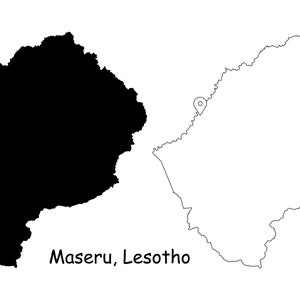 Maseru Lesotho Map Capital City Country Location Pin Black White Silhouette Outline Geography Region Area Capital Maps jpg svg png ai eps image 1