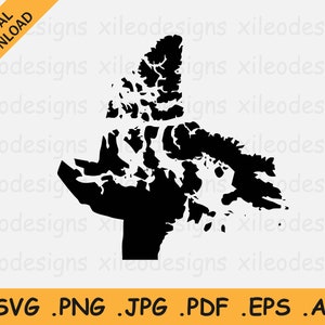 Nunavut Kanada Karte SVG - Kanadier Umrandungsform Schwarze Silhouette, Cricut Cut File Icon Clipart Vektor, eps ai png jpg pdf