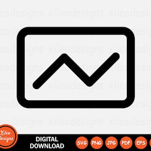 Lijndiagram pictogram SVG grafiek statistiek marktgegevens financiën png jpg eps ai pdf digitale download vector teken symbool Cricut grafische clipart