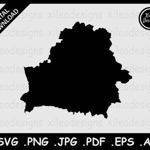 Weißrussische Landkarte SVG, Landrand Grenze, Schwarze Silhouette Cutout Cricut Cut File Vektor Icon, png jpg jpeg pdf ai eps
