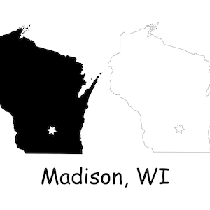 Madison Illinois WI Capital City Location on a State Map USA Vektor Silhouette Silhouette Digital Download Icon Clipart jpg svg png pdf eps ai