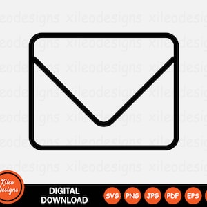 Icono de línea de sobre SVG Correo Carta Correspondencia Publicación png jpg eps ai pdf Descarga digital Vector Gráfico Clipart Vector Signo Símbolo Cricut