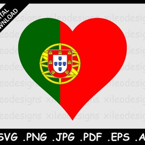 Portugal Herz Flagge SVG, Portugal Love Form Country National Flagge, Digital Vektor Symbol Clipart Cricut Cut File, png eps jpg jpeg pdf ai