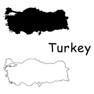Karte der Türkei, türkische Karte, detaillierte solide Umrisslinie schwarz und weiß, sofortiger digitaler Download svg png eps ai