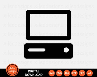 Alter Computer Symbol SVG Desktop Vintage Technologie Zentraleinheit PC png jpg eps ai pdf Digitaler Download Vektorgraphik Clipart Vektor Zeichen Symbol Cricut