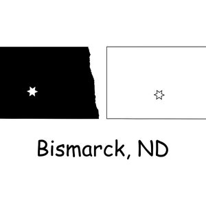 Bismarck Dakota du Nord ND État Capitale Ville Carte Position USA US America Fichier numérique Télécharger Clipart Vector jpg svg png pdf eps ai