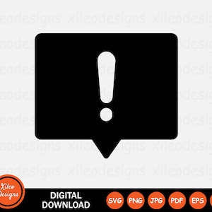 Ausrufezeichen Chat Box Symbol Nachricht Alarm Fehler Warn Zeichen Symbol Cricut Vektorgrafik Vektor Digitaler Download Clipart png jpg eps ai pdf