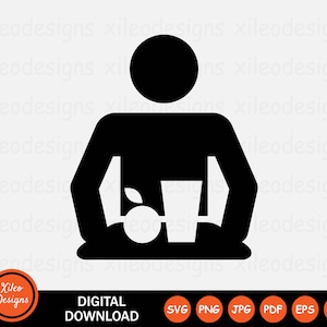Homem carregando bandeja de comida ícone cafeteria café restaurante almoço gráfico vetor download digital clipart sinal símbolo cricut vetor png jpg eps ai pdf