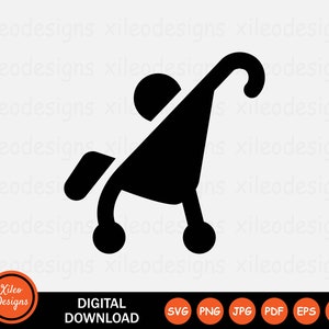 Kinderwagen pictogram SVG - baby peuter kinderwagen handkar kinderwagen buggy symbool teken clipart Cricut vector digitale download png jpg pdf eps ai