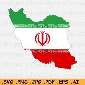 Iran Flagge Karte SVG, Iran Persien Cricut Cut Datei, Land Nation Silhouette Umriss Atlas, Scrapbook Clipart Vektor Icon eps ai png jpg pdf
