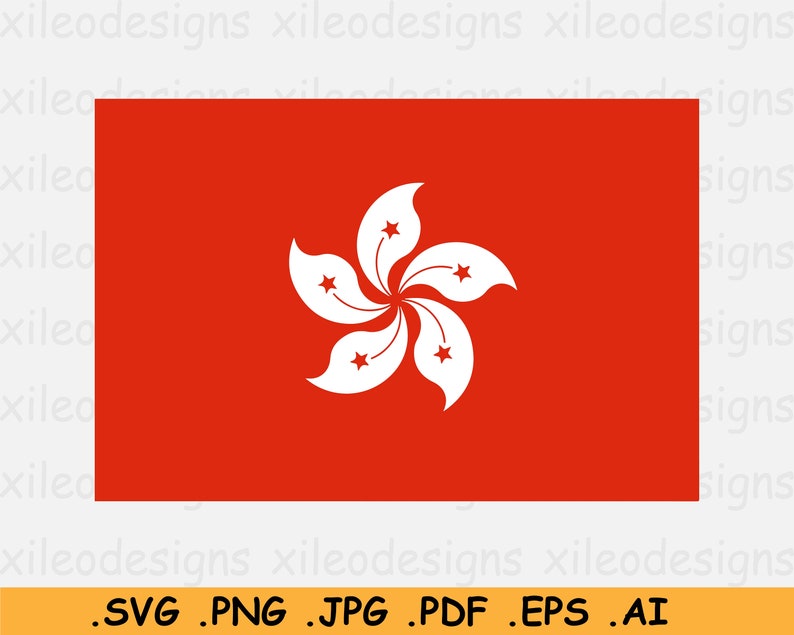 Hong Kong Flag SVG, HK National Nation Country Banner, Instant Digital Download, Clipart Vector Graphic Icon File svg eps ai png jpg pdf image 1