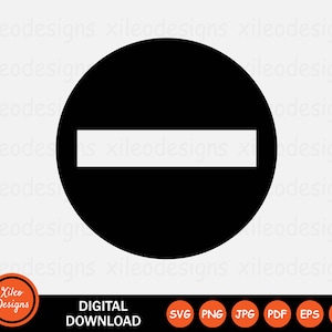 Puede incluir: Una señal de prohibido el paso en blanco y negro con una línea horizontal en el centro. La señal es un círculo con un borde blanco.