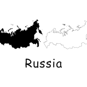 Karte von Russland, russische Karte, schwarz und weiß detaillierte solide Umriss Landkarte von Russland, sofortiger digitaler Download svg png eps ai