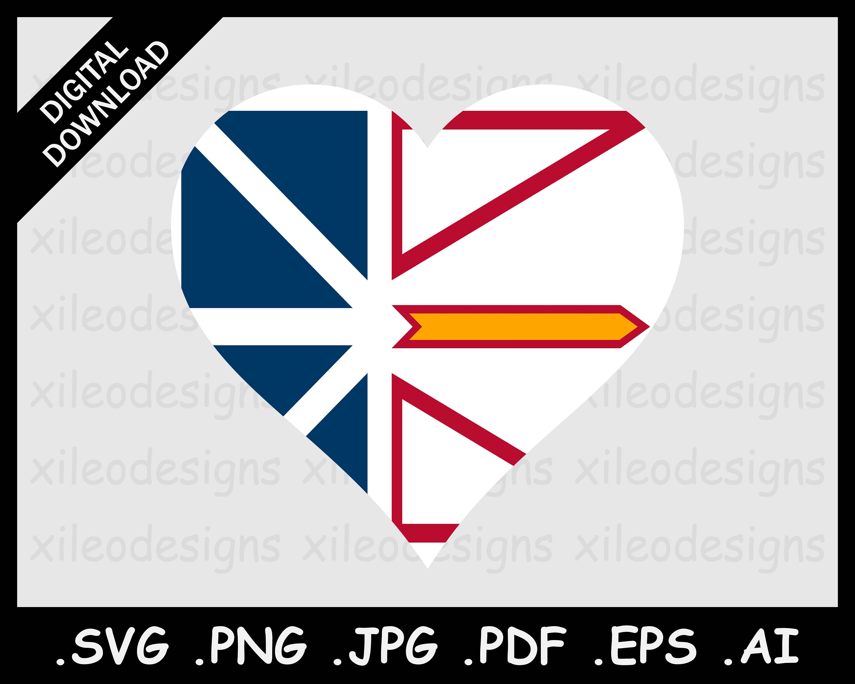 Newfoundland and Labrador Heart Flag SVG, NL Canadian Province Love Shape  Flag, Digital Vector Cricut Cut File Download, Png Jpg Pdf Eps Ai - Etsy, image size:3000x2400