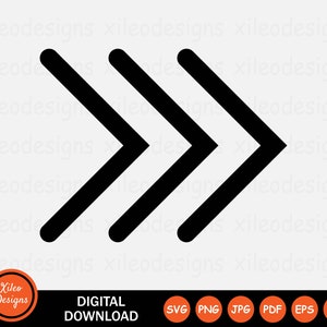 Triple Right Icon SVG Next Skip Arrow Forward Pathway Graphic Vector Clipart Sign Symbol Cricut Digital Download Vector png jpg eps pdf ai