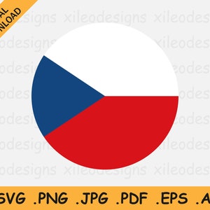 Czech Republic Round Flag SVG - Czechia Circular Banner, National Circle Button, Cricut Cut File Digital Download Vector, eps ai png jpg pdf