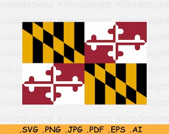 Maryland Flag SVG, MD US usa State Banner, Cricut Cut File, American United States of America Clipart Vector Graphic Icon eps ai png jpg pdf