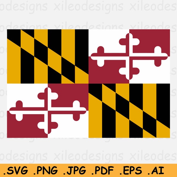 Maryland Flag SVG, MD US usa State Banner, Cricut Cut File, American United States of America Clipart Vector Graphic Icon eps ai png jpg pdf