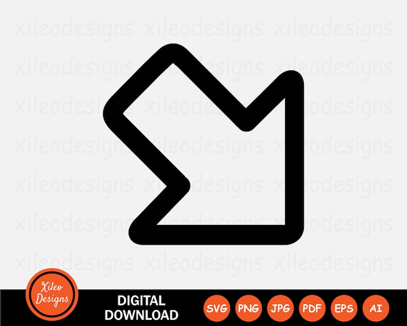 Bottom Right Arrow Line Icon SVG Down Under Path Point Png Jpg Eps Ai ...