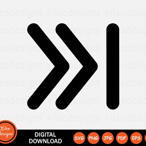 Hoppa framåt ikon SVG nästa spår musik låt framåt pil grafik vektor clipart tecken symbol Cricut digital nedladdning vektor png jpg eps pdf ai