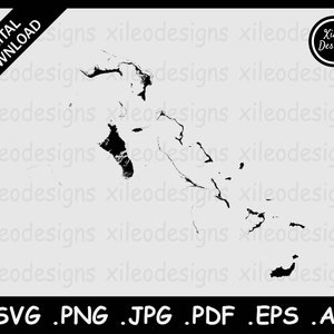The Bahamas Map SVG, Bahamian Country National Border Border Border, Black Silhouette Cutout Cricut Cut File Vektor Icon, png jpg jpeg pdf ai eps